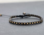 Black Brass Cube Adjustable Unisex Bracelet