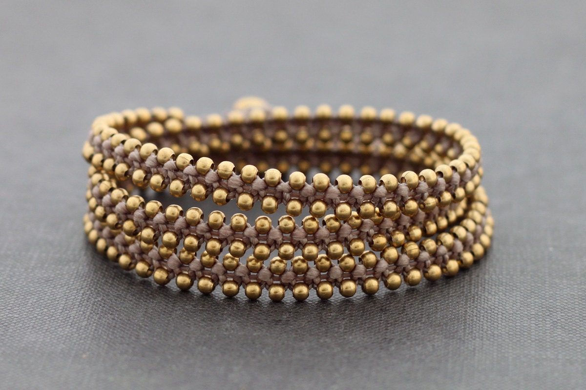Taupe Stud Brass Wrap Bracelet
