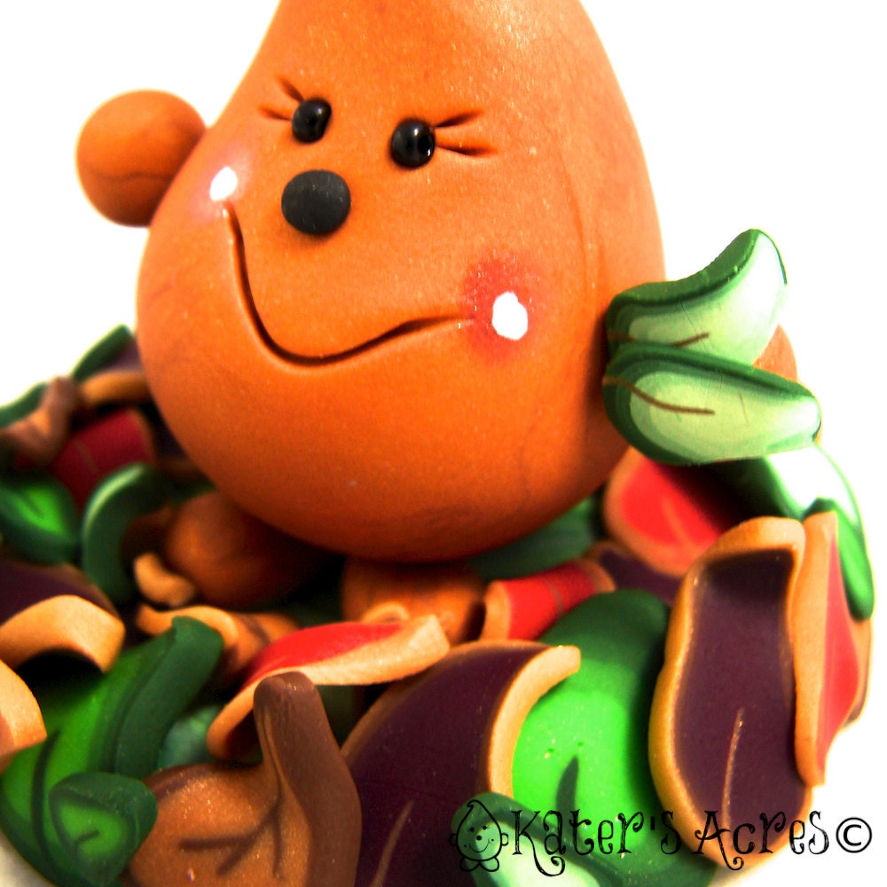 Fall Leaves Parker Figurine - Polymer Clay Character - Limited Edition Sculpture