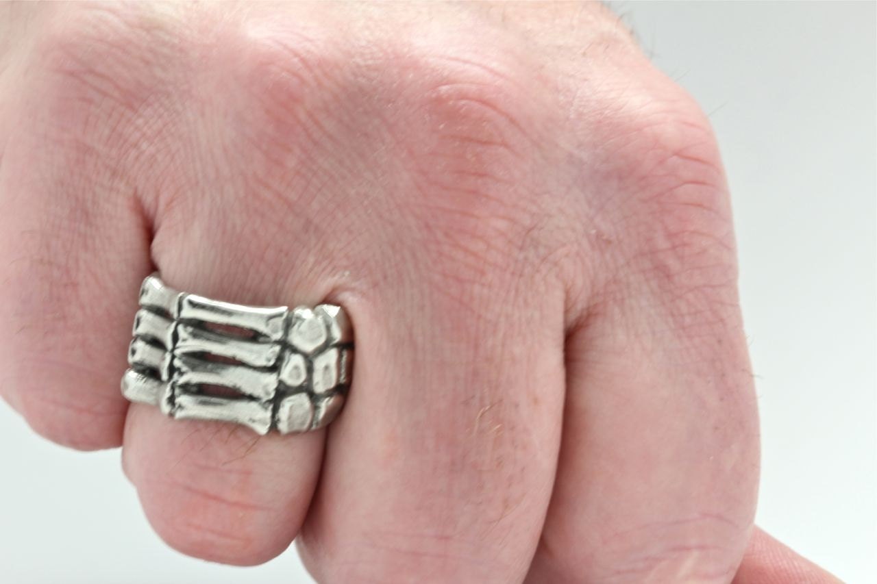 Skeleton Hand Ring in White Jeweler's Bronze  Blue Bayer Design  Made in NYC