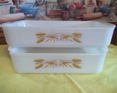 1960's Fire King, Casserole Baking Dishes (2) Golden Wheat