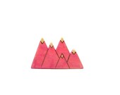 pink mountains brooch wooden geometric jewelry