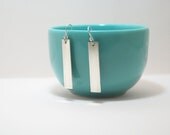 Solid Sterling Silver Rectangle Dangle 925 Earrings