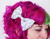 Keyboard Print Hair Bow, Grey Print Hair Clip