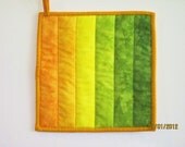 Ombre Potholder  in Hand Dyed Shades of Gold Through a Woodsy Green