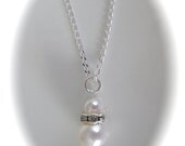 Swarovski White Pearl Drop Bridal Jewelry Set Bridesmaid Necklace and Earrings Wedding Jewelry
