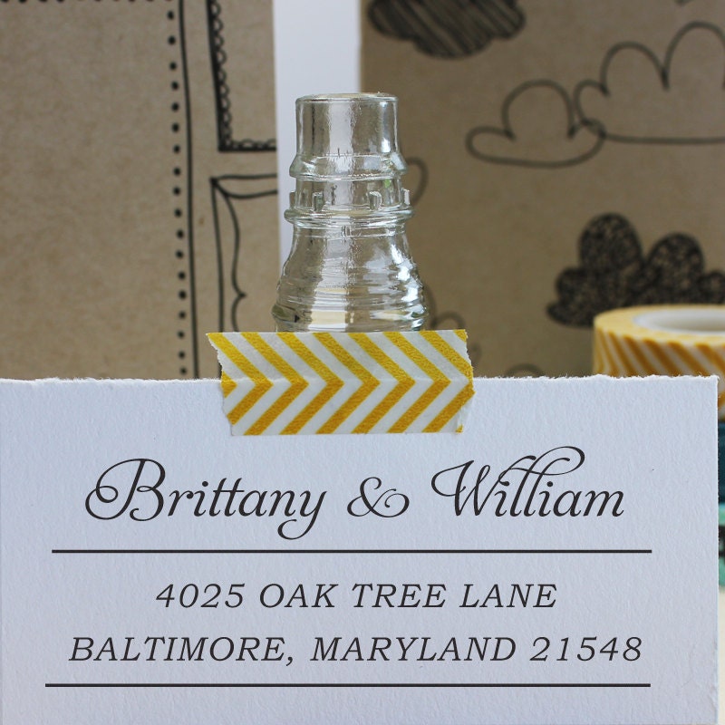 Custom Rubber Address Stamp - Wedding Stamp - Calligraphy Stamp - Self Inking  - Brittany