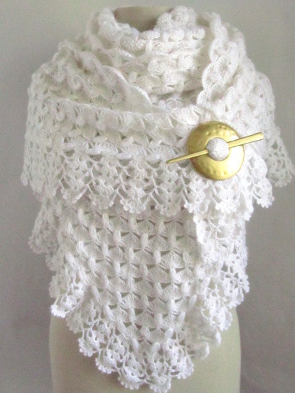 Crochet shawl wedding bridal shawl white shawl white scarf mom gift