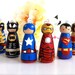 Any ONE Superhero Mini Christmas Tree Ornament ONE Comic Book Geekery Holiday Decor Ornament Cute Wooden Wood Peg Dolls Peggies Sci Fi