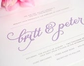 Whimsical Wedding Invitation, Whimsical Wedding Invitations in Light Purple - Classic Whimsy Wedding Invitation - Sample Set