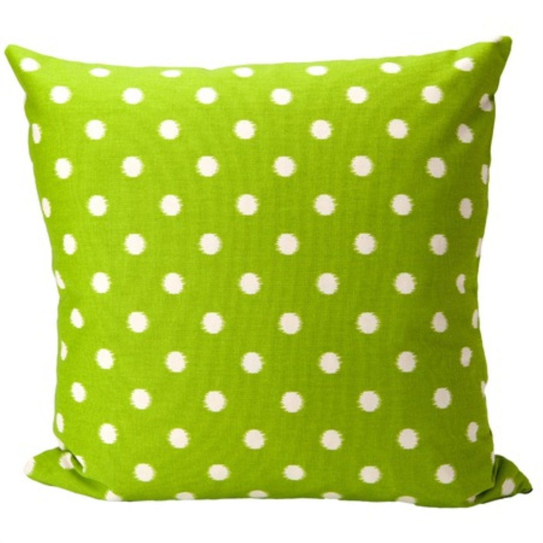 Green PIllow Cover - Ikat Dots- Bright Green and Ivory