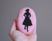 Felted Soap Pink Soap with a Lady