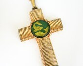 Vintage Jeane Dixon Pisces Astrological Cross Mood Jewelry Pendant Necklace