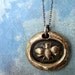 To Bee or Not to Bee Wax Seal Necklace. Recycled Bronze Pendant. Sterling Silver Chain. Wax Seal Jewelry