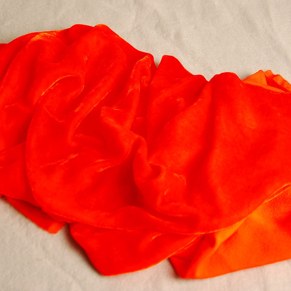 Velvet, hand-dyed silk-backed rayon velvet, Saturated Tangerine