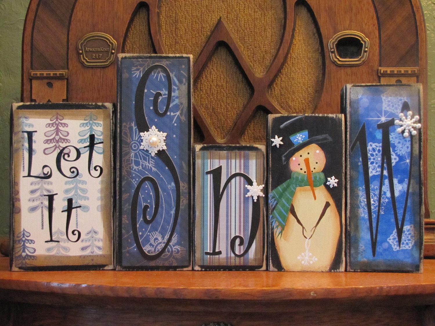 Winter Sign - Let It Snow Winter Decor Sign Word Blocks