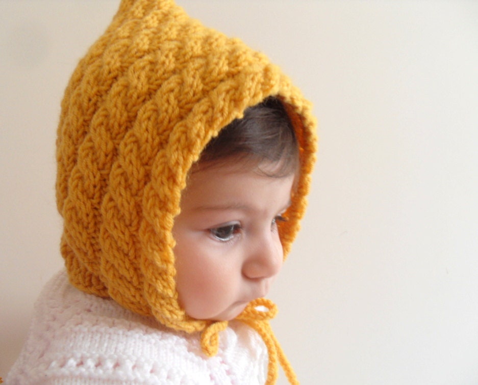 Knitted Baby Hat,Mustard Hat, Cable Knit Baby Hat, Chunky Hat,Beanie,Sunny Beret, Winter Accessory, Baby Hat, For 3-6 Months