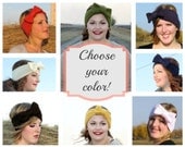 Knit Headband. Bow Earwarmer. Big Bow Headband. Vintage Headband. For Her. Custom Order.