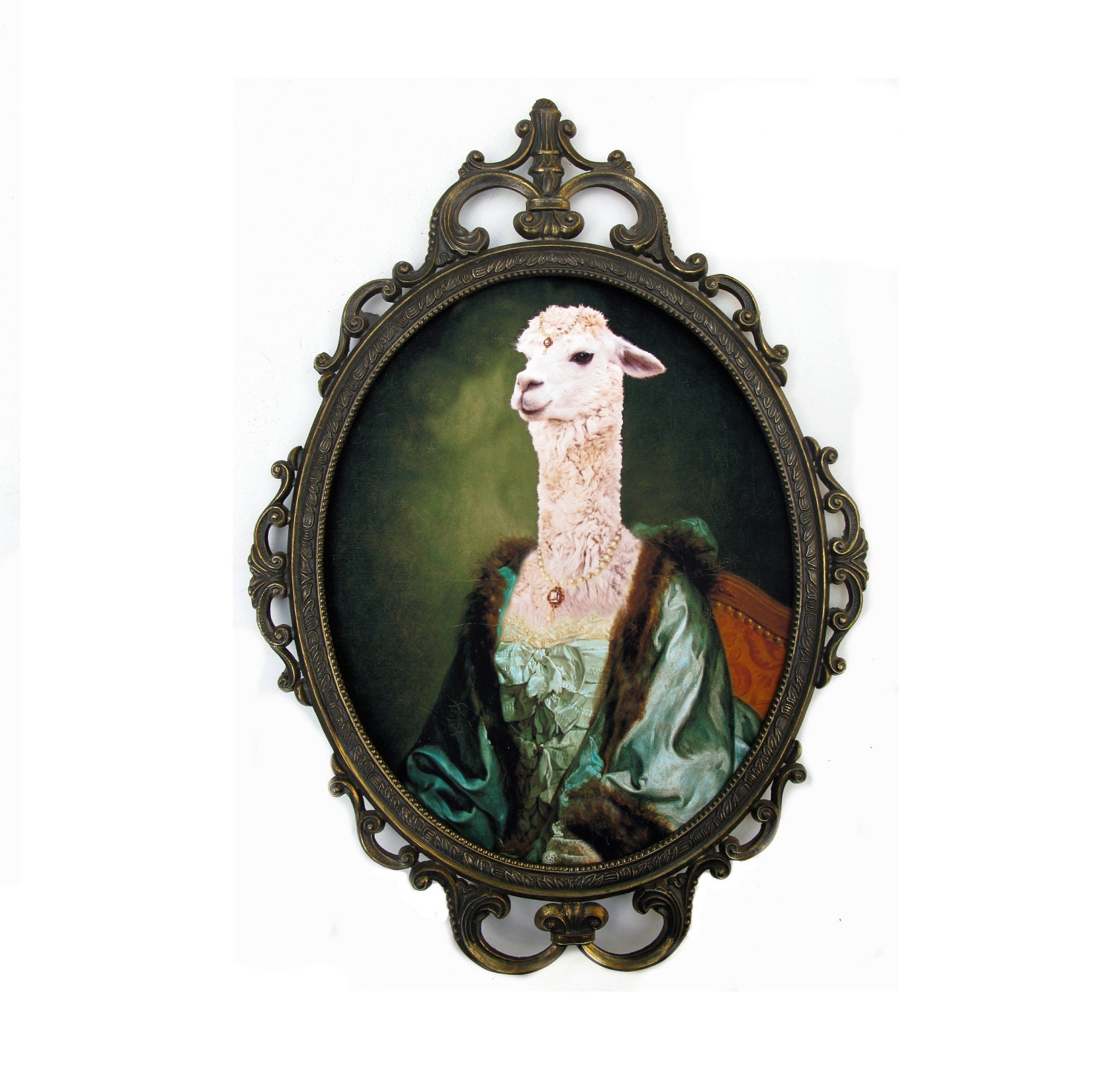 Imperatrice Vicugna  -  Ornate Vintage Metal Frame, Domed Glass