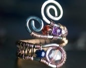 Pink Rose Quartz Rose Gold Argentium Silver Wire Wrapped Ring - Flamingo Pink, Blue Sapphire, Amethyst, Spinel, January - "First Light"