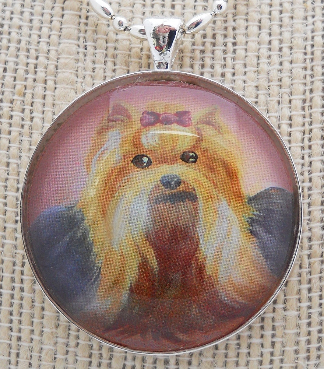 Yorkshire Terrier Pendant Necklace Original Art Mini Painting