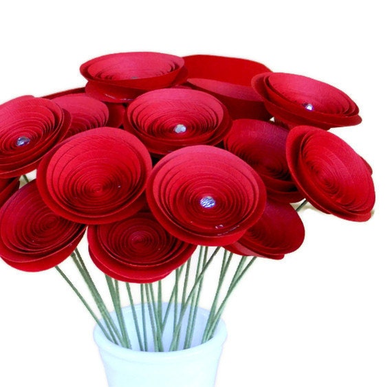 First Anniversary Bouquet, Two Dozen Long Stem Romantic Paper Flowers, 1st Anniversary Gift, Paper Anniversary