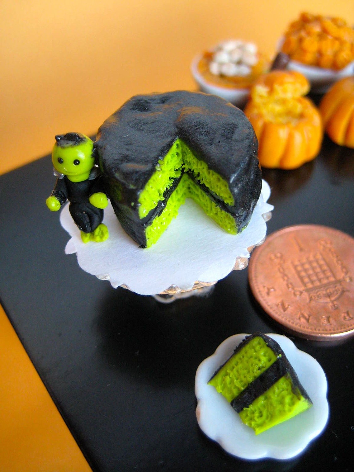 Sale Dollhouse Food Frankenstein Halloween Layer Cake