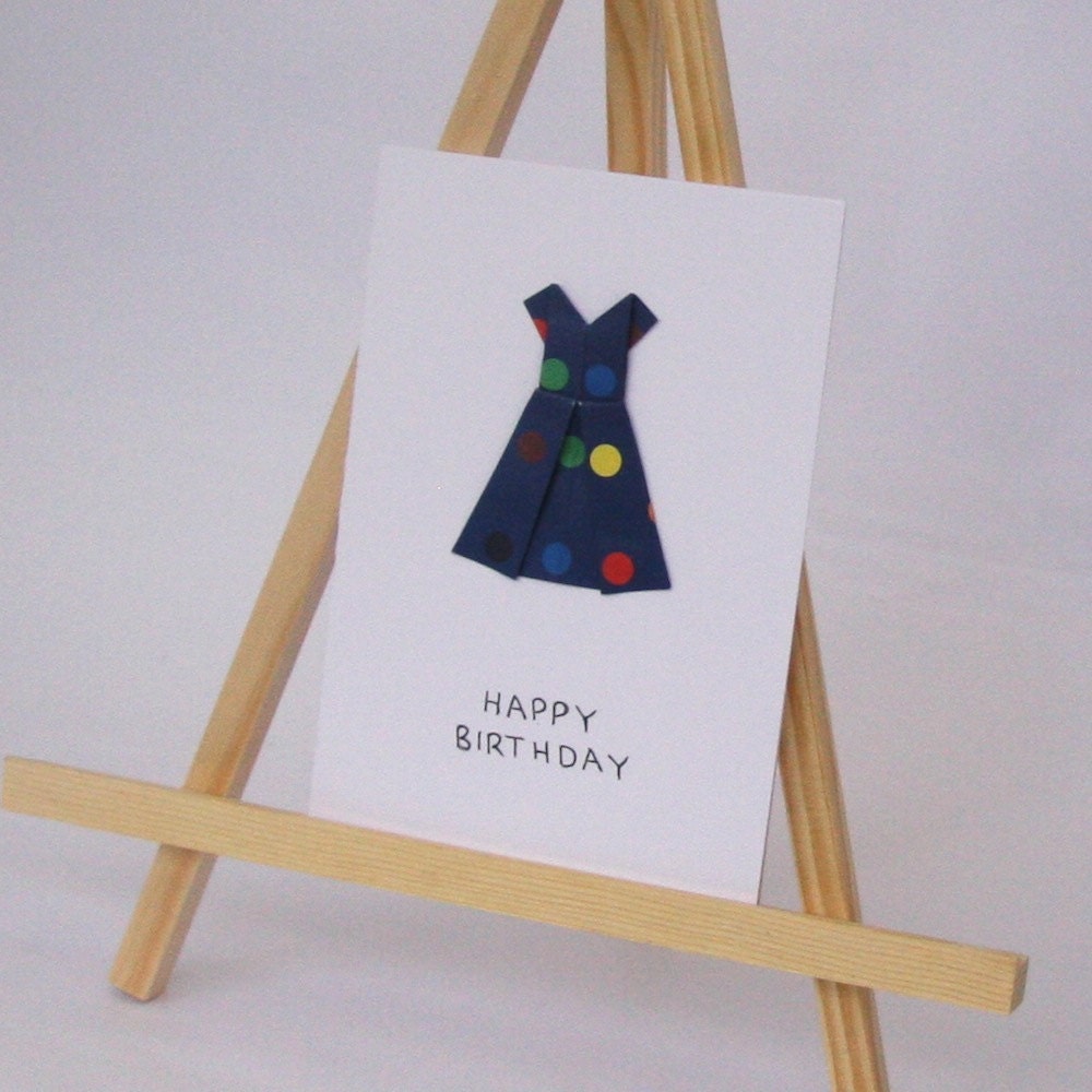 Origami Card - Party Dress - Happy Birthday C6 Size