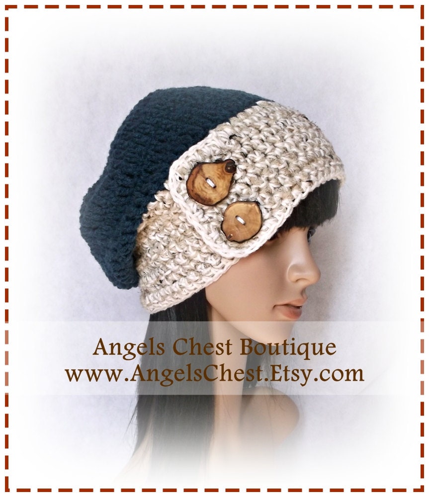 SLOUCHY Hat and Ear Warmers Headband Crochet Pattern Size Preteen to Adult Boutique Design - No. 45 by AngelsChest