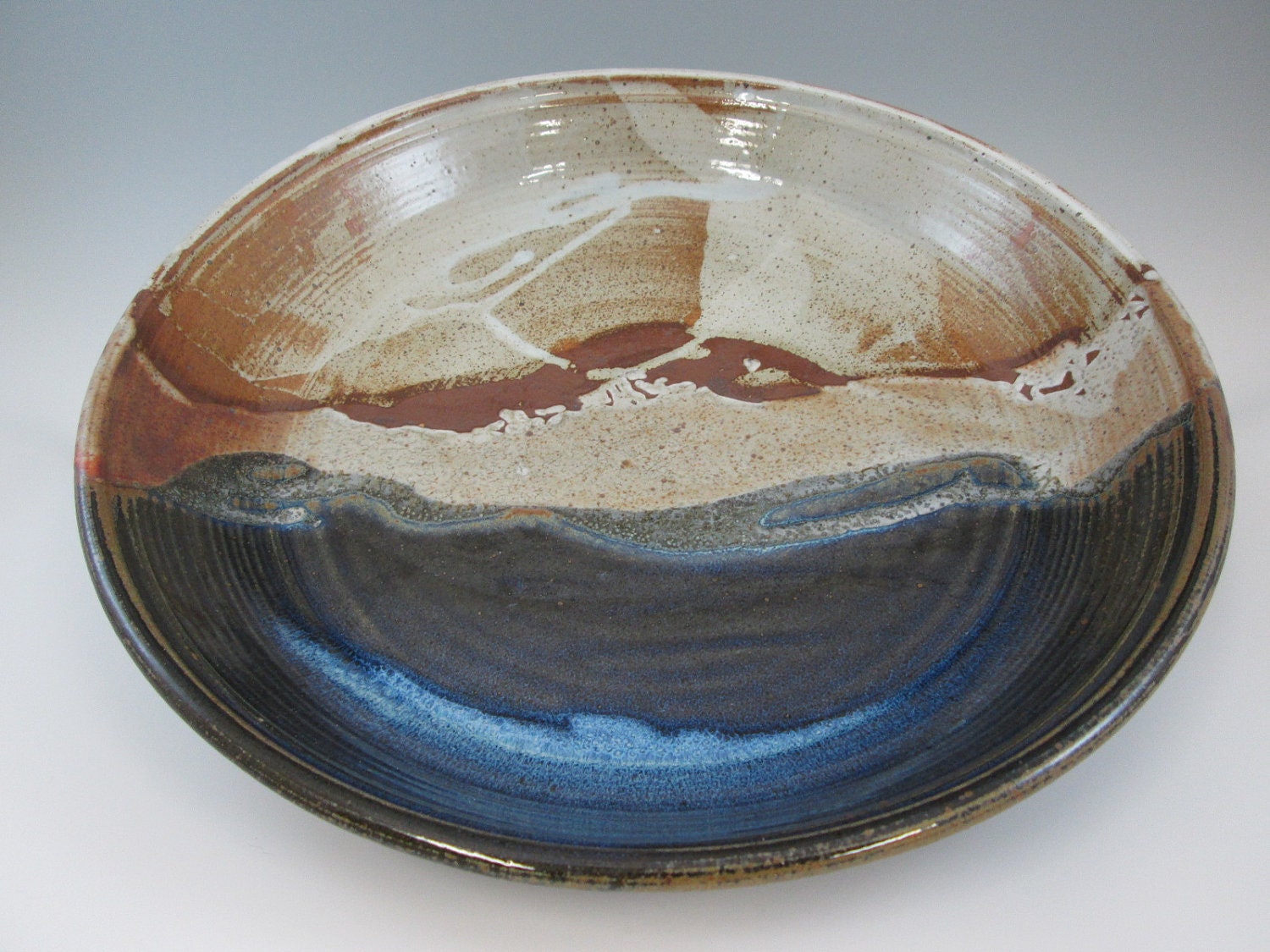 Stoneware Platter with Landscape Design