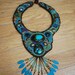 Hand embroidered Turquoise gem and bead necklace