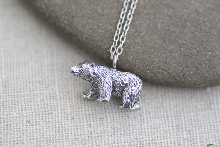 Tiny Silver Bear Necklace
