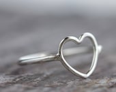 Heart Ring Sterling Silver Open Outline
