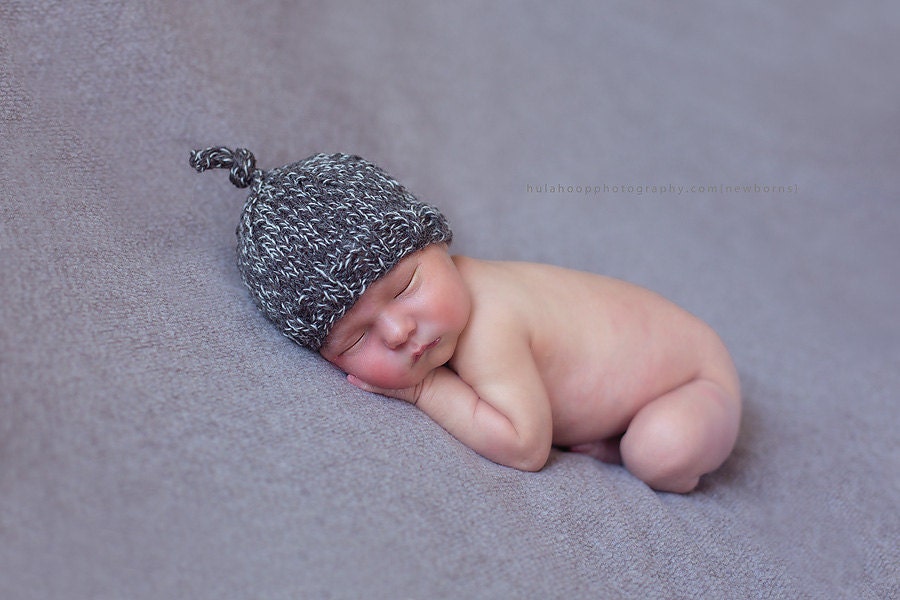 top knot beanie - newborn photography prop READY TO SHIP