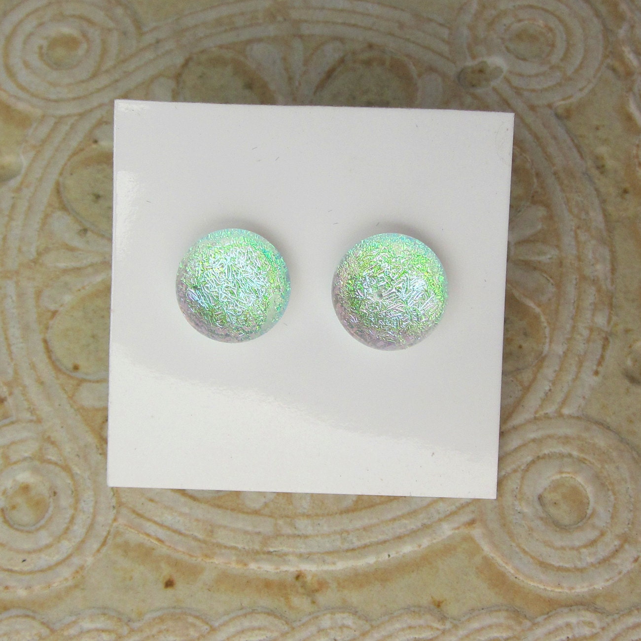 Green & Pink Dichroic Earrings   DGE-305