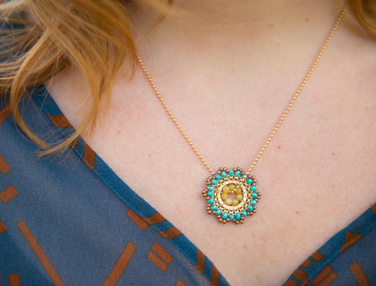 SALE - Bloom Necklace - Beach - Jewelry, Beadwork, Pendant Necklace, Handmade, Weddings, Bridal Accessories, Gifts