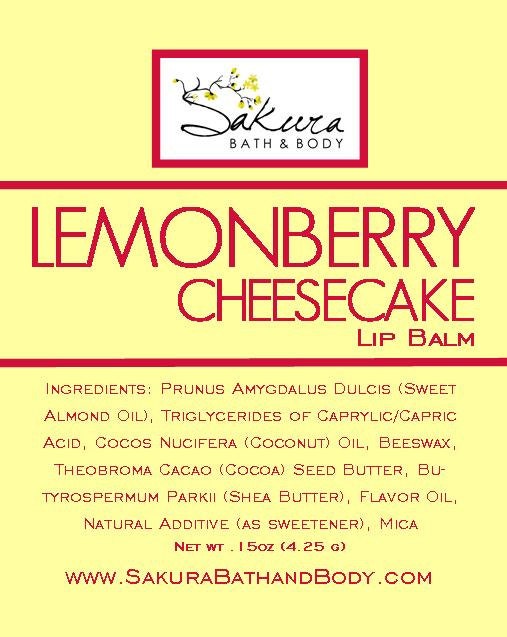 Lemonberry Lip Balm - One Tube - Beeswax Lip Balm with Shea Butter