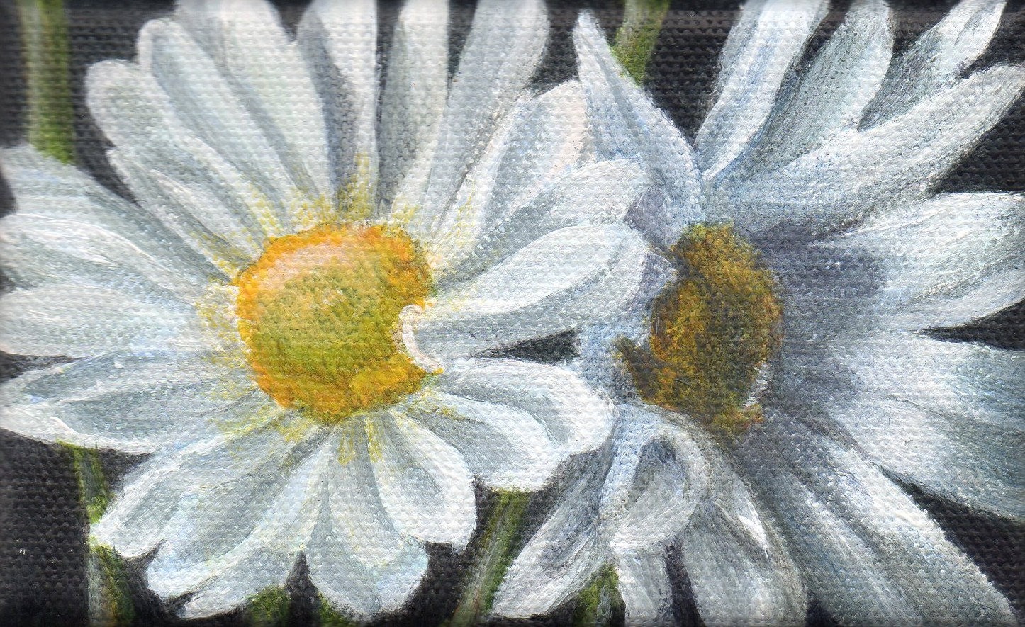 Small Acrylic Still Life Floral Painting on Canvas - Mini Original Art for Spring Decor - Daisy Flower Daisiess