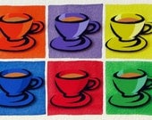 Coffee Rainbow - original 3D collage - teacups