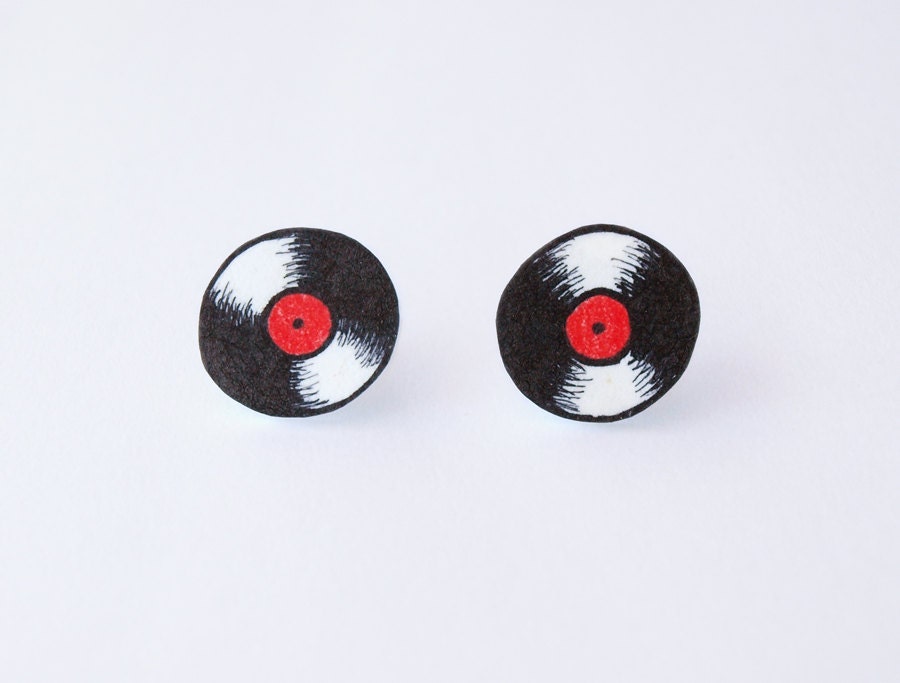 Vinyl Record Stud Earrings - Made to Order