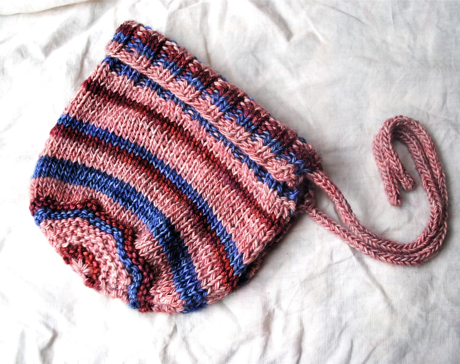 Folktale Colorful Bonnet Hand Knit Merino Wool 12-18 Months