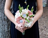 The Christina Wedding Bouquet - Felt Flower - Custom - Alternative Bouquet - Wedding - Pink and Gray -