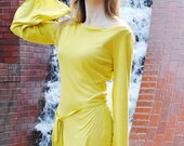 Lime Bell Sleeve Blouse Tunic Renaissance Top Womens Clothing  - Lime Yellow
