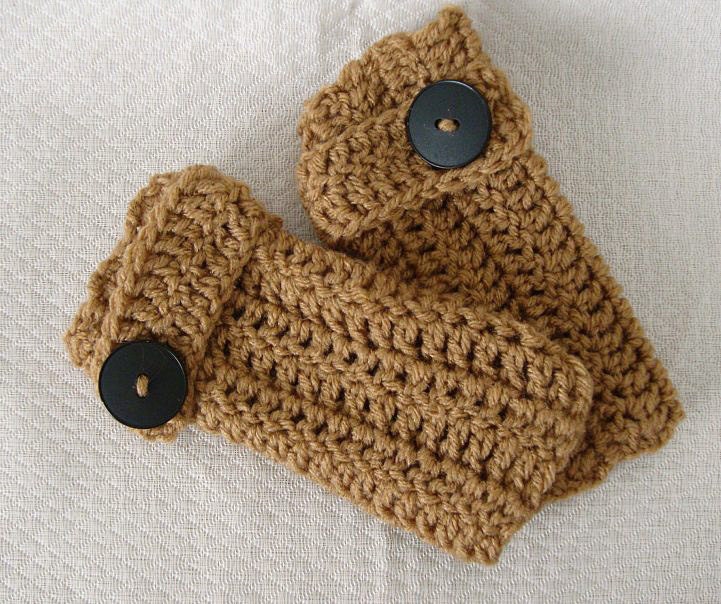 Crocheted Fingerless Gloves Mittens Wheat