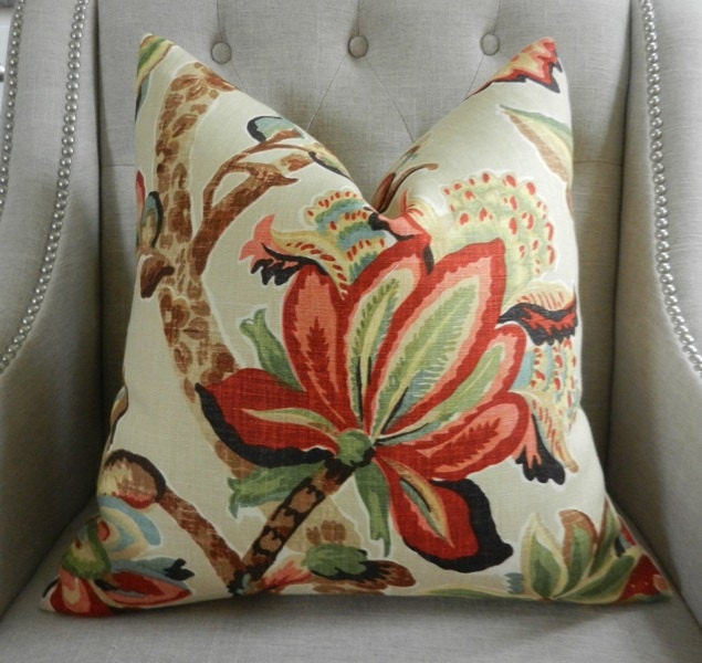 Decorative Designer Pillow Cover - 18"X18" - Kelmscott Maner Print in bloom - Pattern on the front