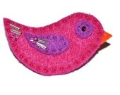 Hot Pink Bird Felt Brooch