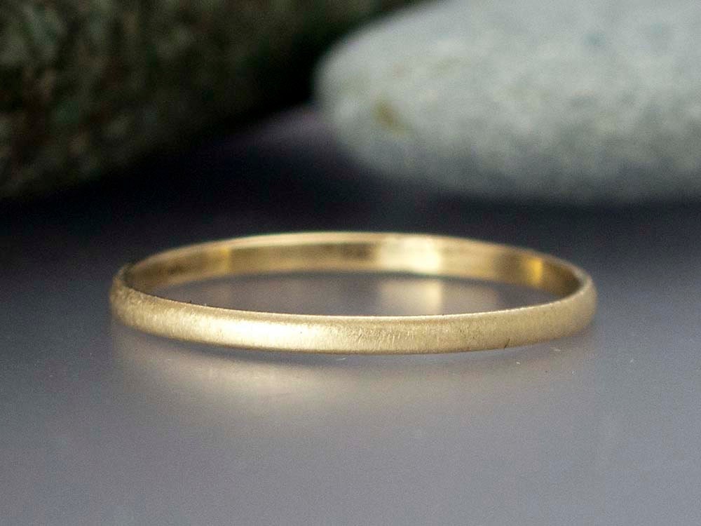 14k Yellow Gold Thin Wedding Band - Solid Gold 1.5mm Wide Half Round Womens Ring