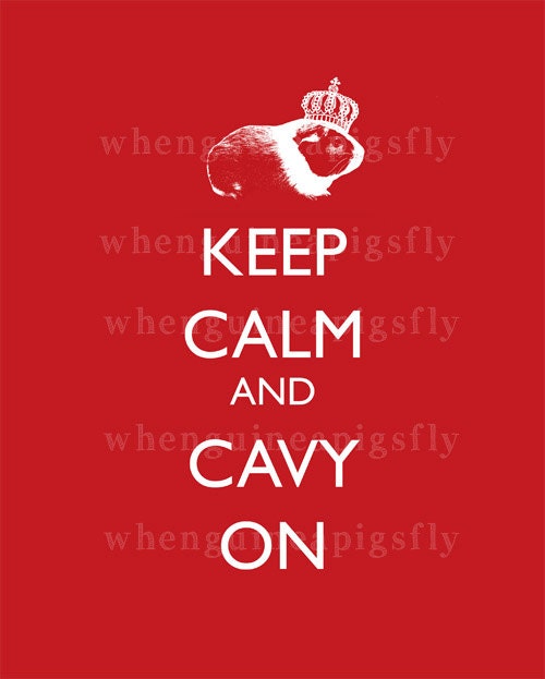 Keep Calm Cavy On Guinea Pig Art Print 8x10 (other colors available)