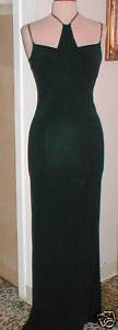 Vintage Black Jersey Evening Gown from France