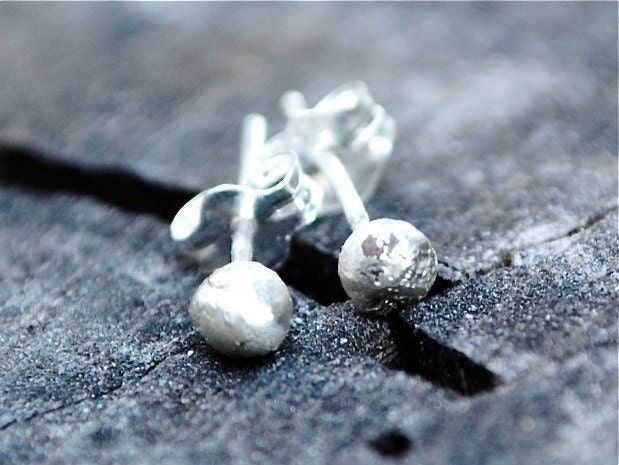 Silver Stud Earrings, Small Silver Ball Earrings, Silver Post Earrings